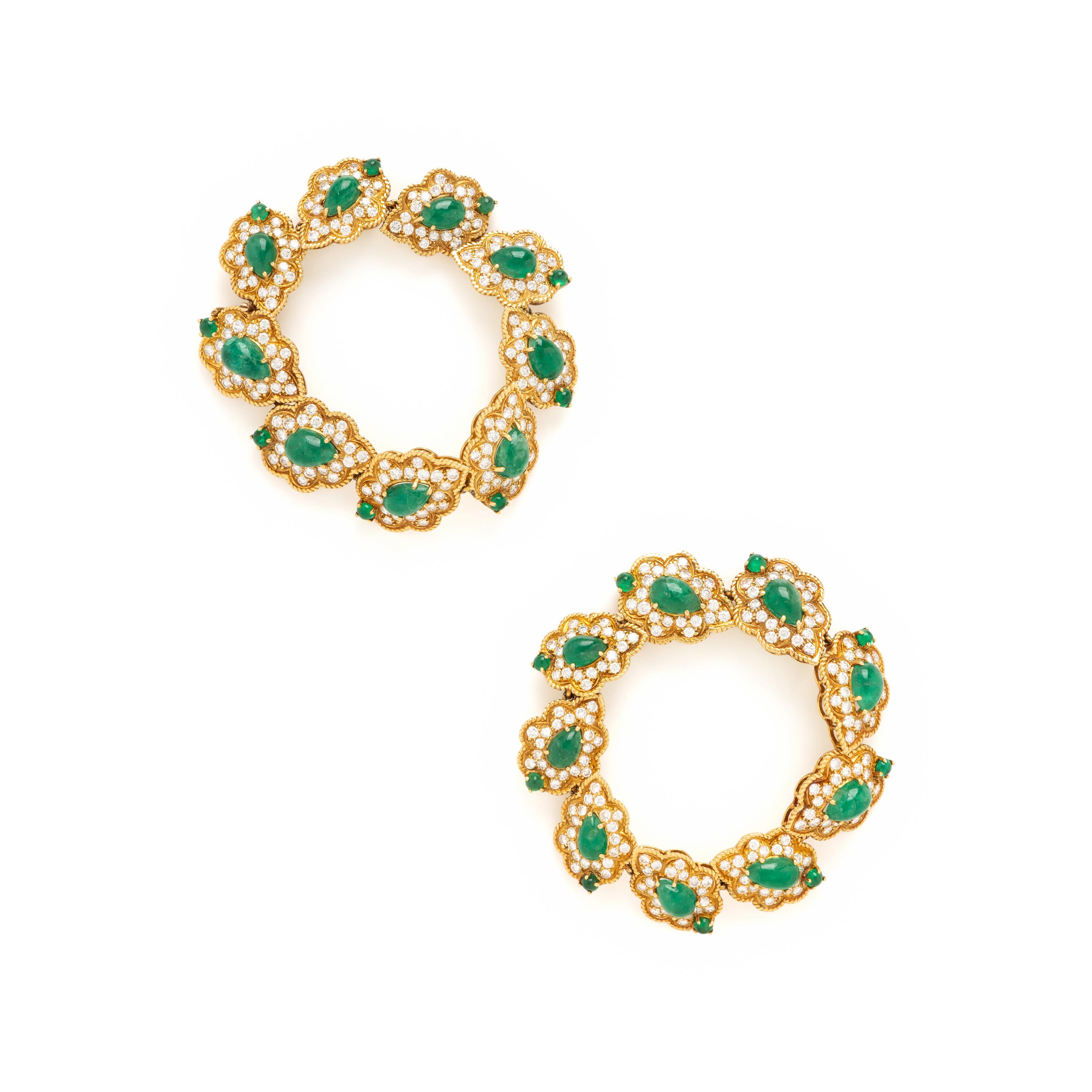 Emerald, Diamond, and Yellow Gold Convertible Demi-Parure
