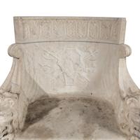 A Pair of Roman Style White Marble Armchairs