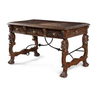 A Spanish Baroque Style Iron-Mounted Oak Table