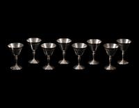A Set of Eight Mappin and Webb Silver-Plate Art Deco Cocktail Glasses