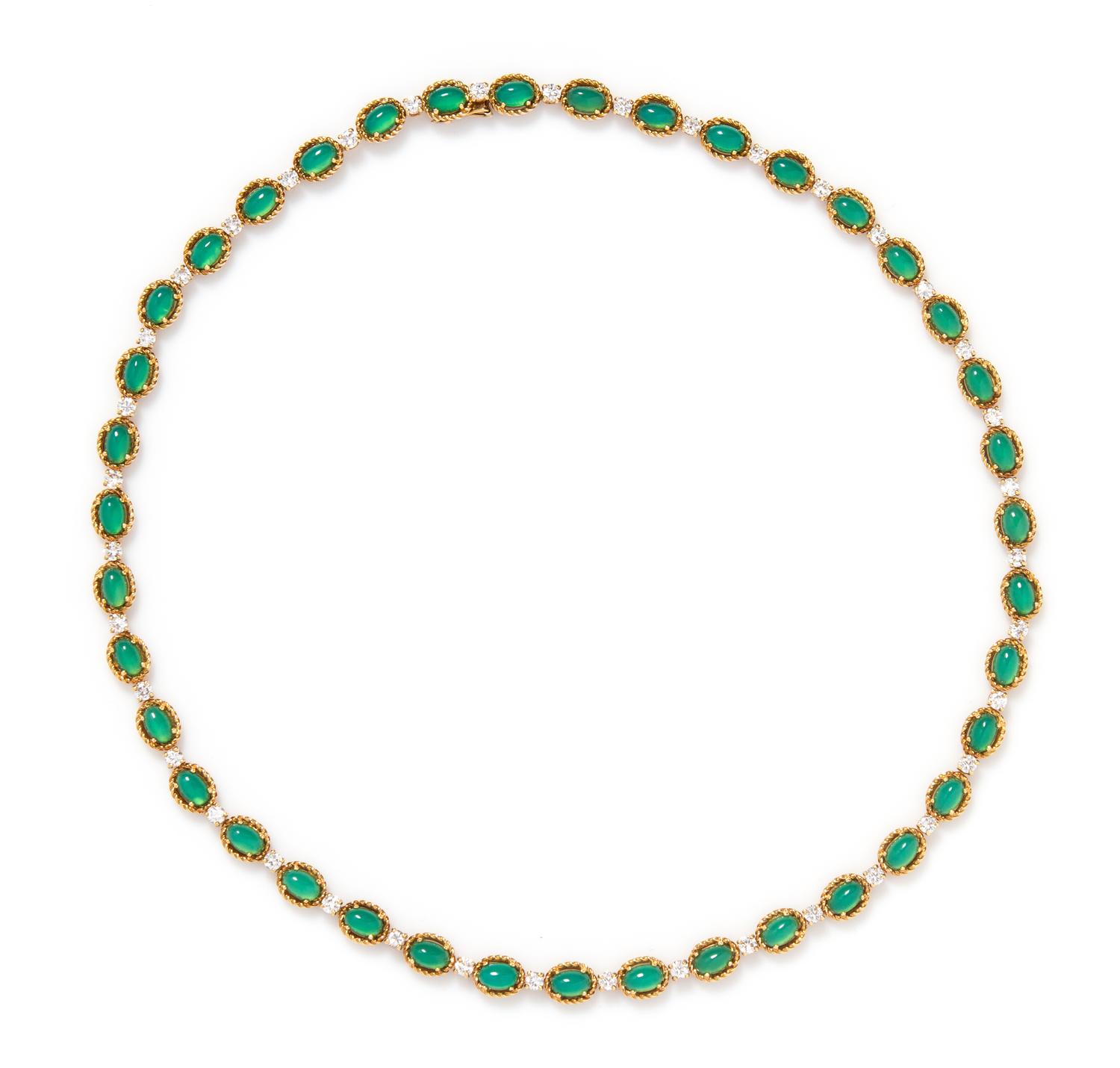 An 18 Karat Yellow Gold, Chrysoprase and Diamond Necklace, Van Cleef & Arpels, 16.70 dwts.