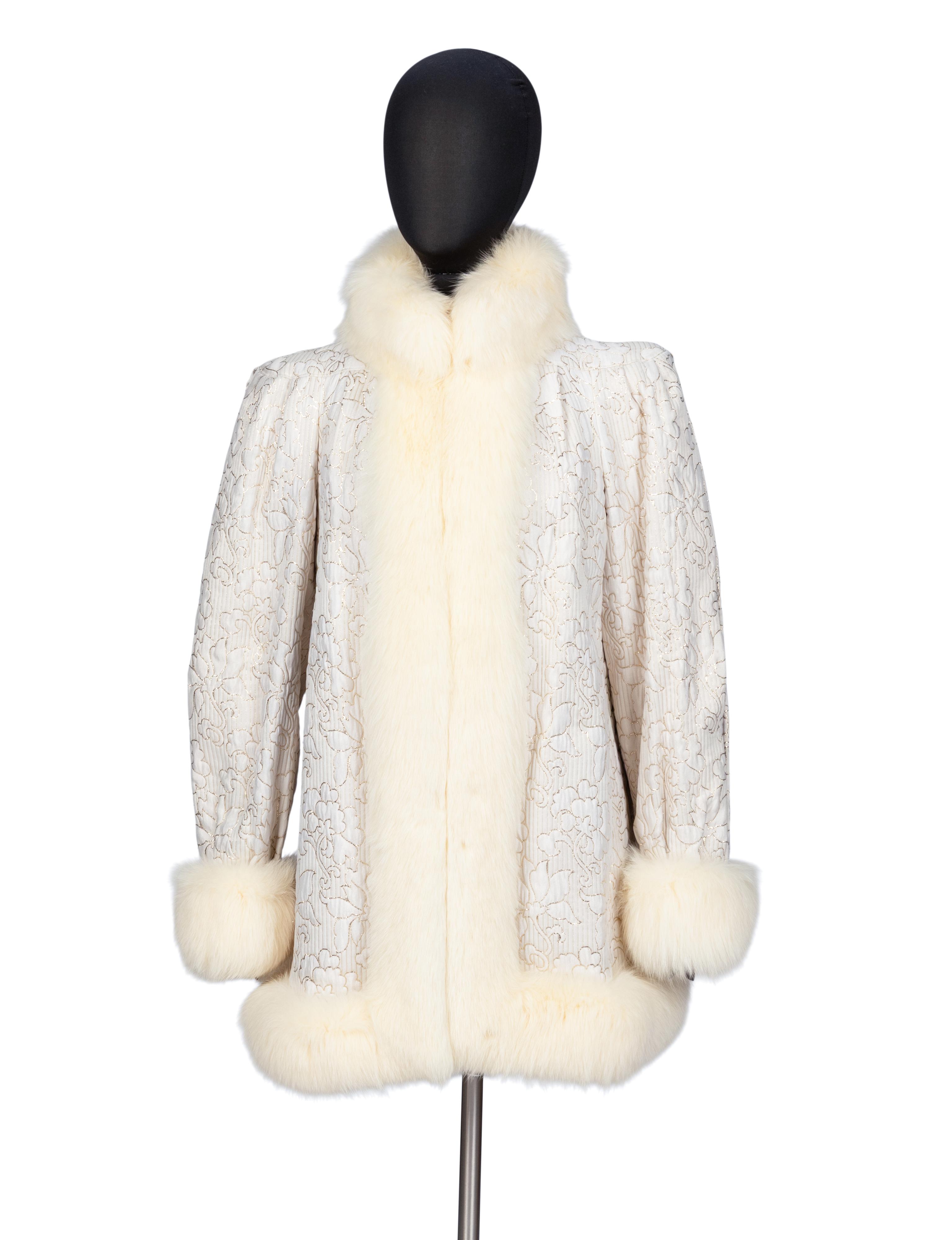 Hermine, Fur-Trimmed Brocade Coat