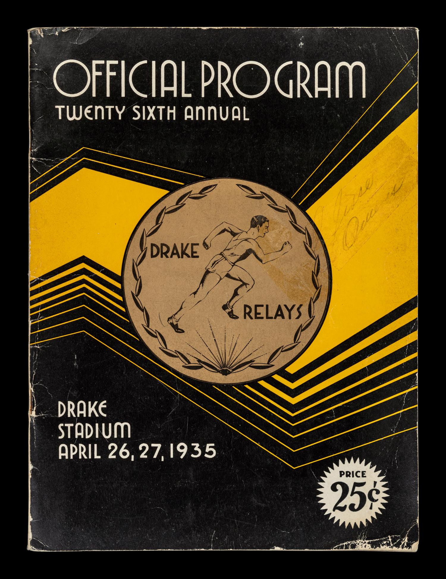 A Rare Vintage Jesse Owens 1935 Drake Relays Autographed Track Program Signed One Year Before the 1936 Olympics (BAS Beckett Authentication Services Certified),