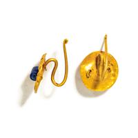 A Pair of Late Roman Gold and Blue Glass Earrings
