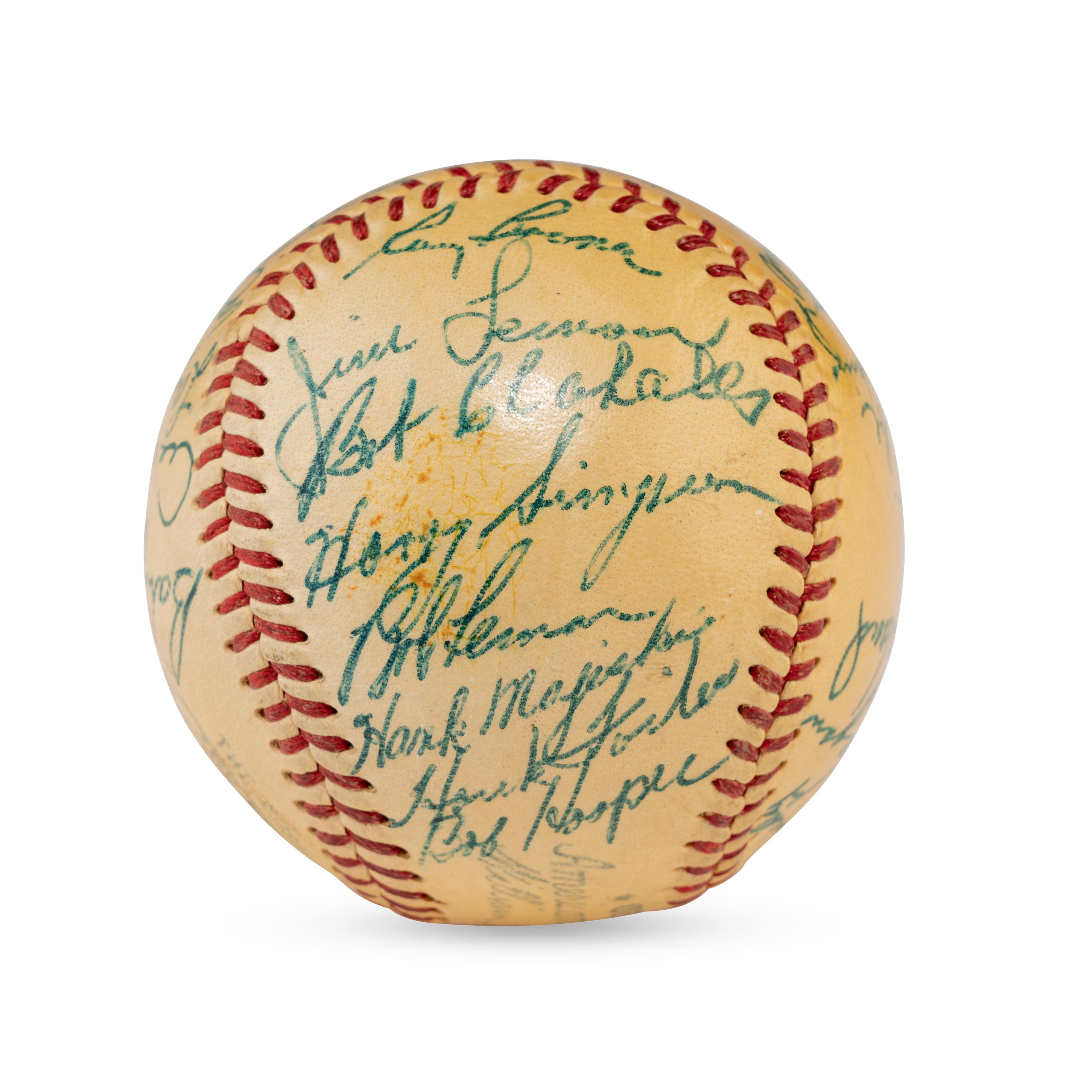 A 1953 Cleveland Indians Team Signed Autograph Baseball Featuring Multiple Hall of Famers (JSA Letter of Authenticity),