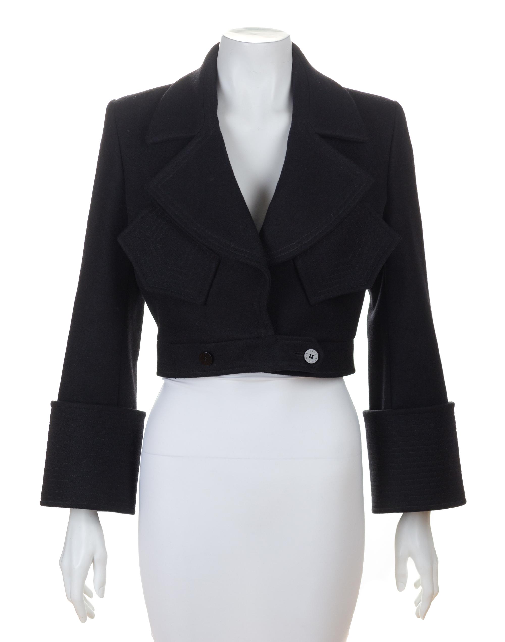 A Stella McCartney Black Wool Crop Jacket, Size 40.