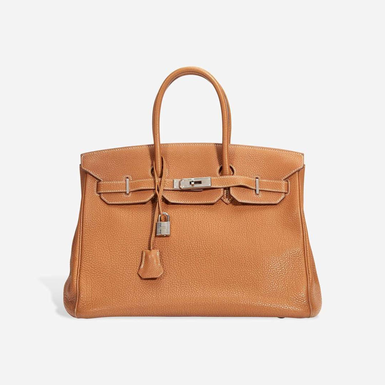 An Hermès Caramel Leather Palladium Hardware Birkin 35 2007