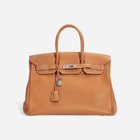 An Hermès Caramel Leather Palladium Hardware Birkin 35 2007