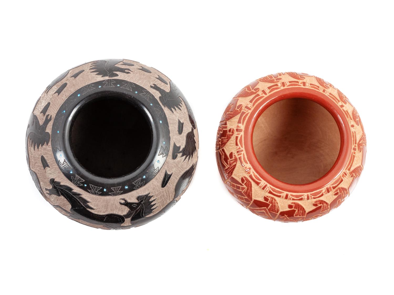 Miniature Sgraffito Pottery Jars
