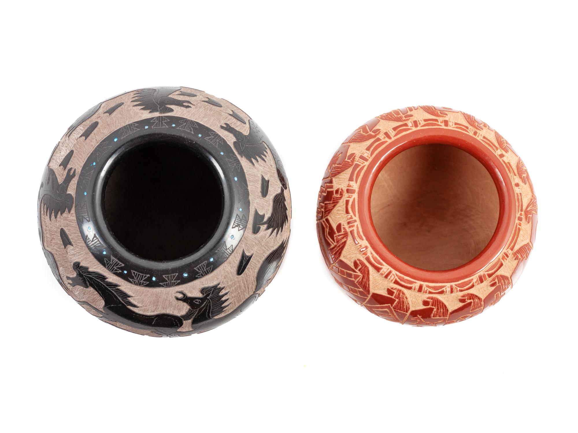 Miniature Sgraffito Pottery Jars