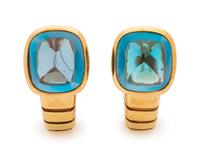 Van Cleef & Arpels, Blue Topaz Earclips