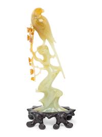 Six Chinese Hardstone Carvings and A Hardstone Embellished Table Screen