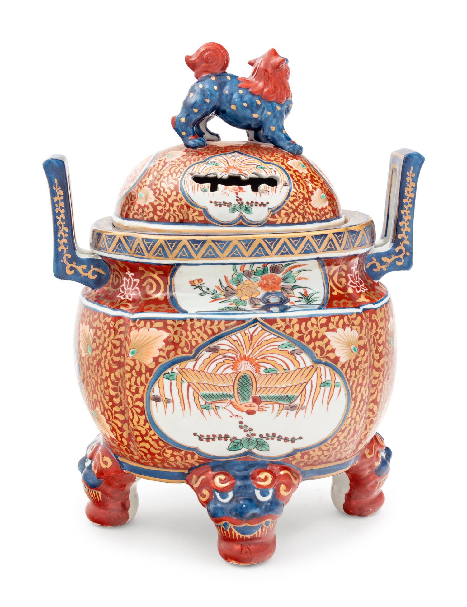 An Imari Palette Porcelain Tripod Censer