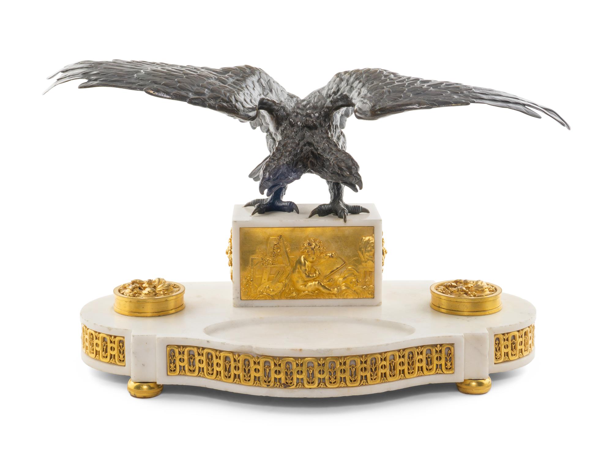 A Large Louis XVI Gilt Bronze Mounted Marble Standish