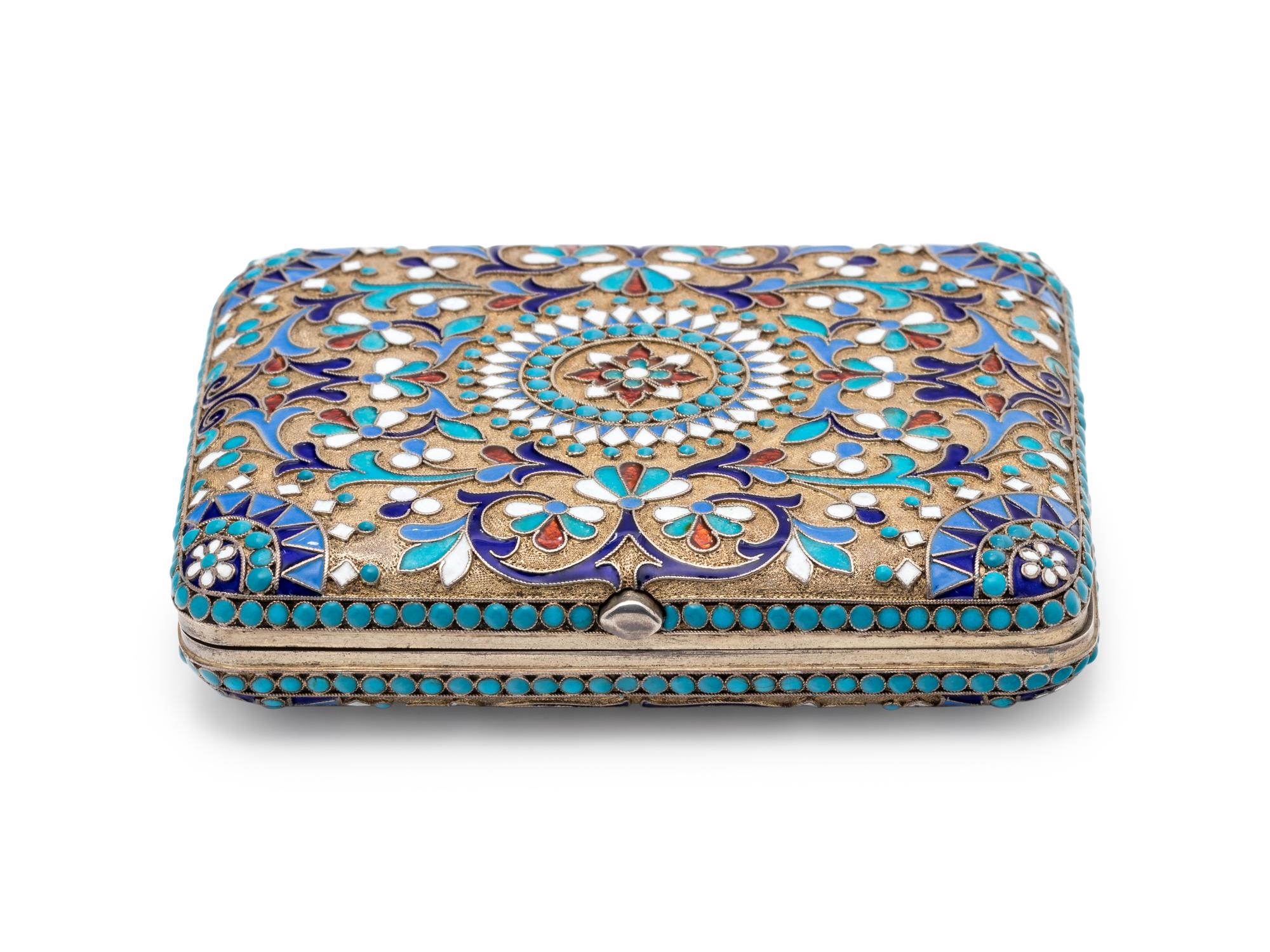 A Russian Silver-Gilt and Enamel Cigarette Case