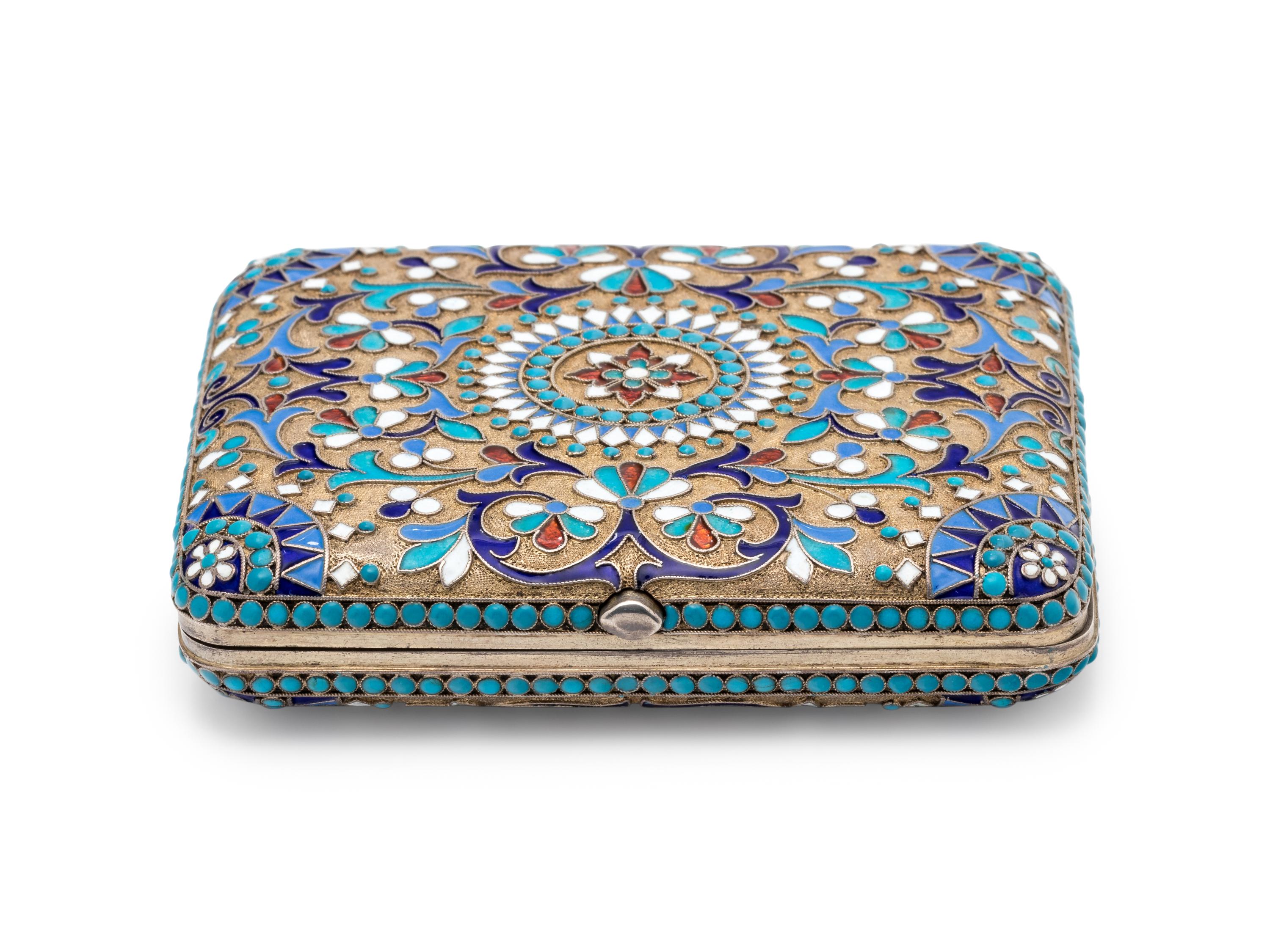 A Russian Silver-Gilt and Enamel Cigarette Case