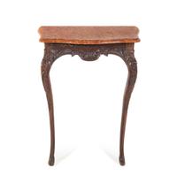 A Louis XV Style Carved Walnut Marble-Top Console Table