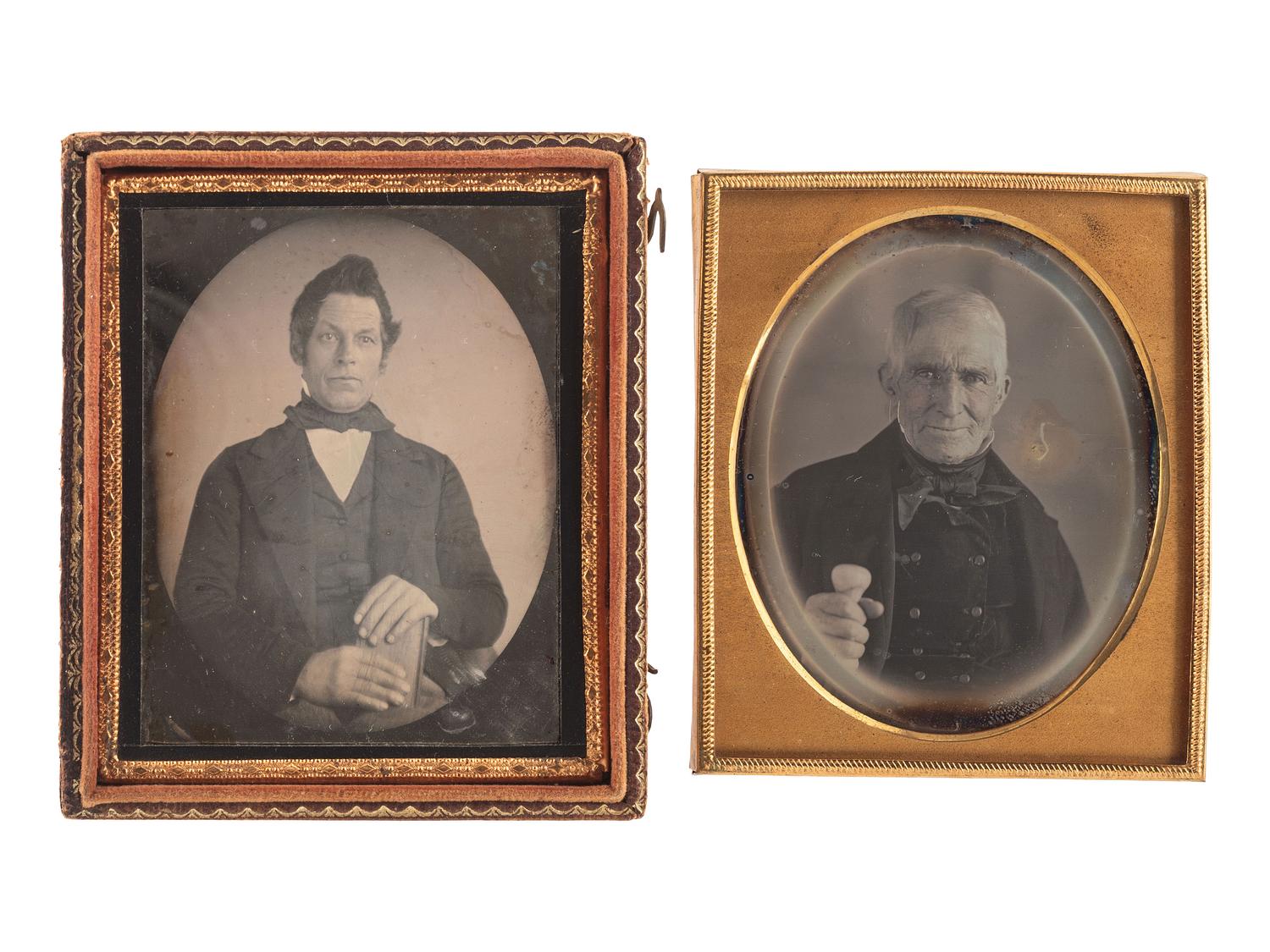 [EARLY PHOTOGRAPHY]. A collection of 11 daguerreotypes featuring artistic borders, including: