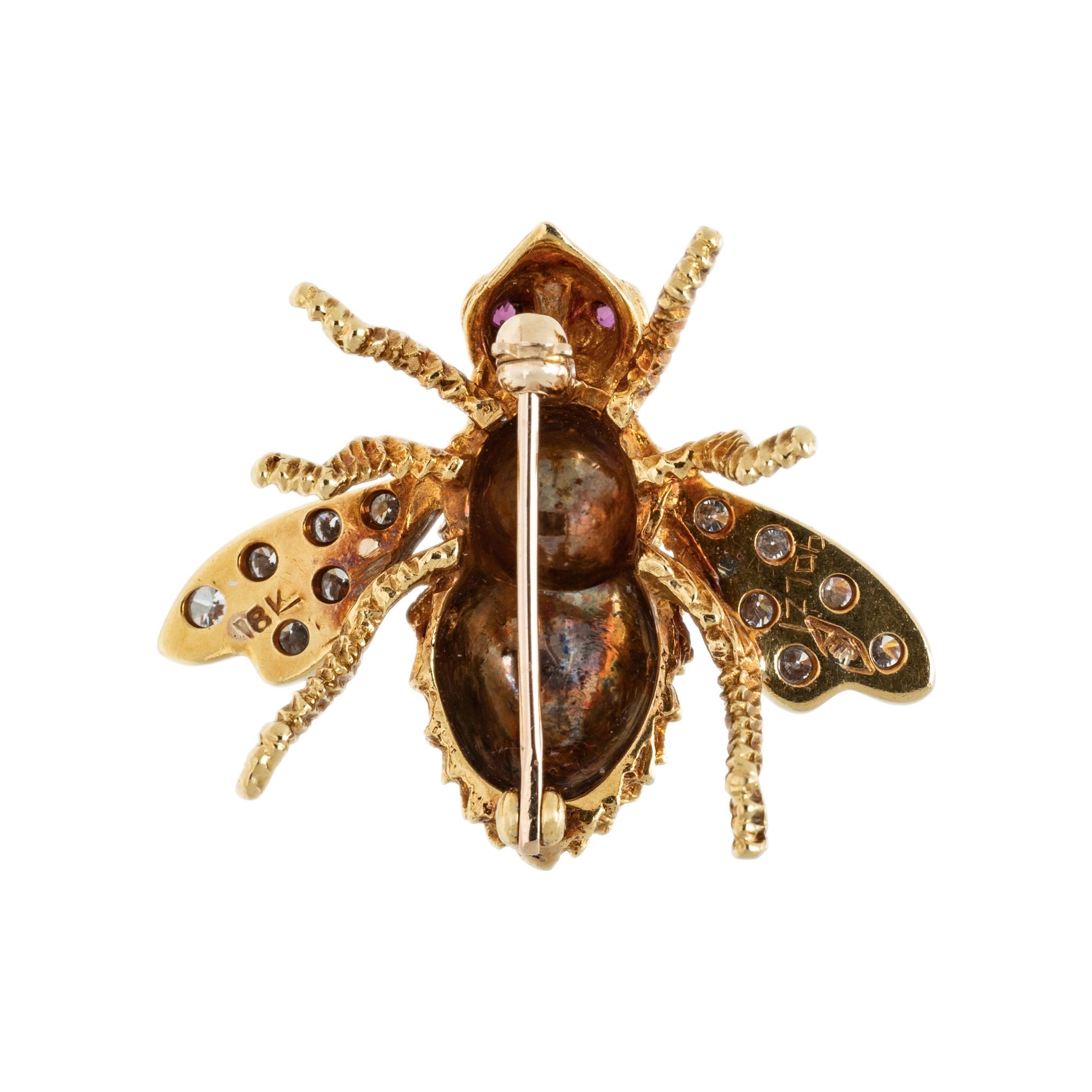 HERBERT ROSENTHAL, DIAMOND AND RUBY BEE BROOCH