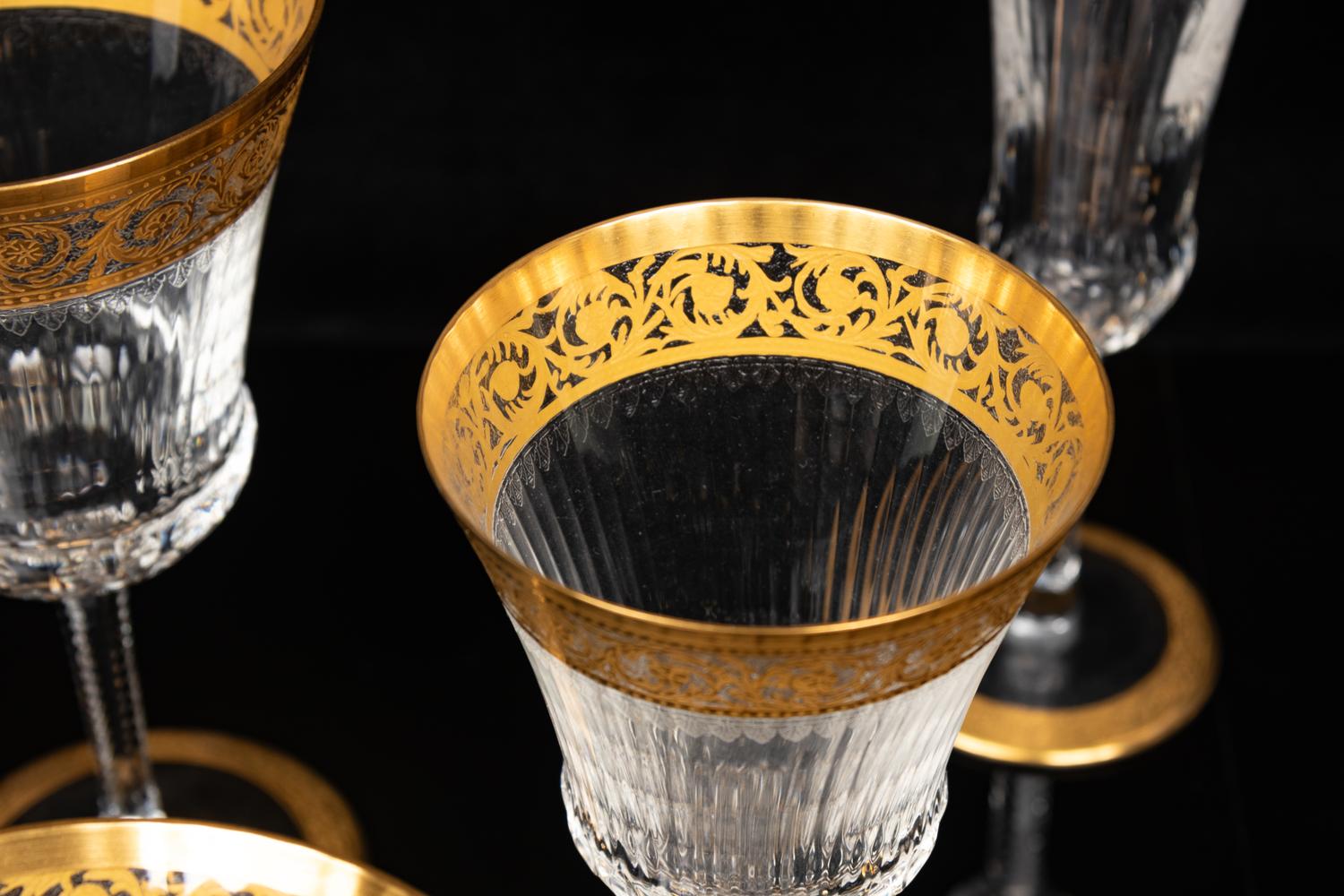 A Saint-Louis Gilt Decorated Cut Glass Stemware Service