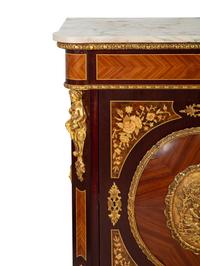 A Napoleon III Style Gilt Metal Mounted Marquetry Marble-Top Cabinet — 20TH CENTURY