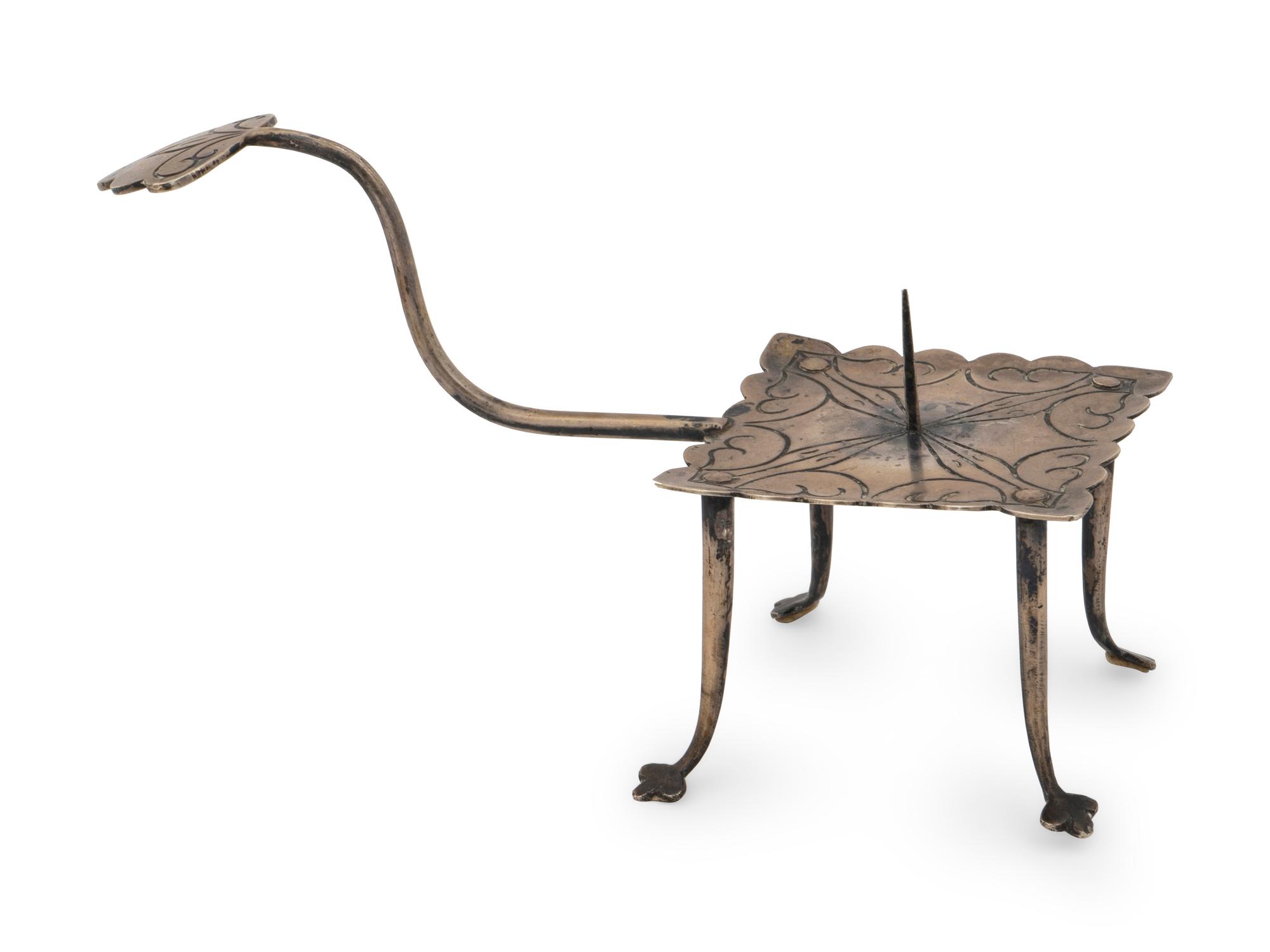 A Neopolitan Niello Silver Candlestick — LATE 19TH CENTURY
