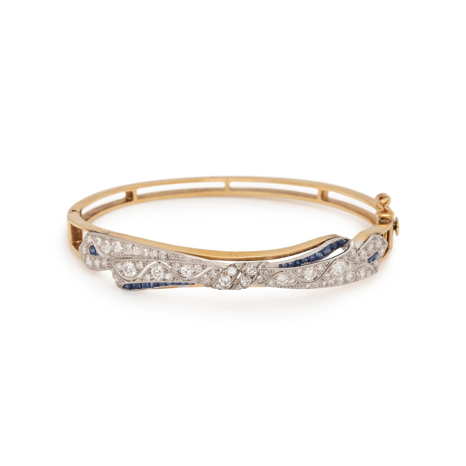 DIAMOND AND SAPPHIRE BANGLE BRACELET