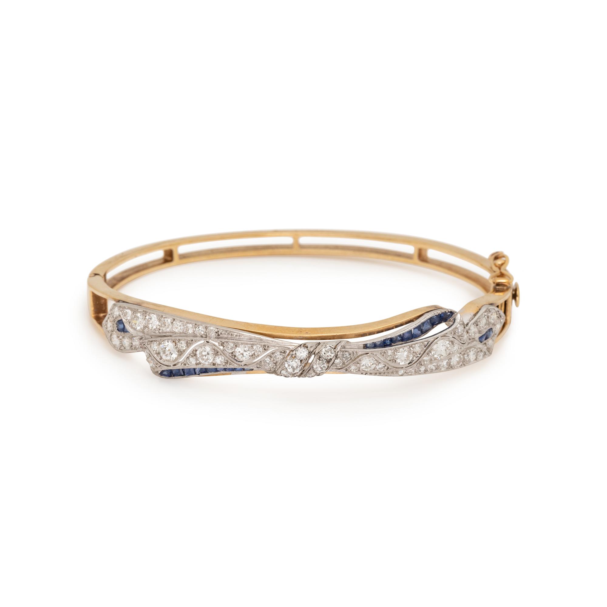 DIAMOND AND SAPPHIRE BANGLE BRACELET