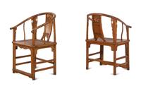 A Pair of Chinese Horseshoe-Back Armchairs