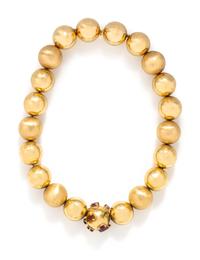 YELLOW GOLD AND GEMSTONE NECKLACE