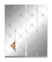 A Modernist Mirrored Four-Panel Floor Screen