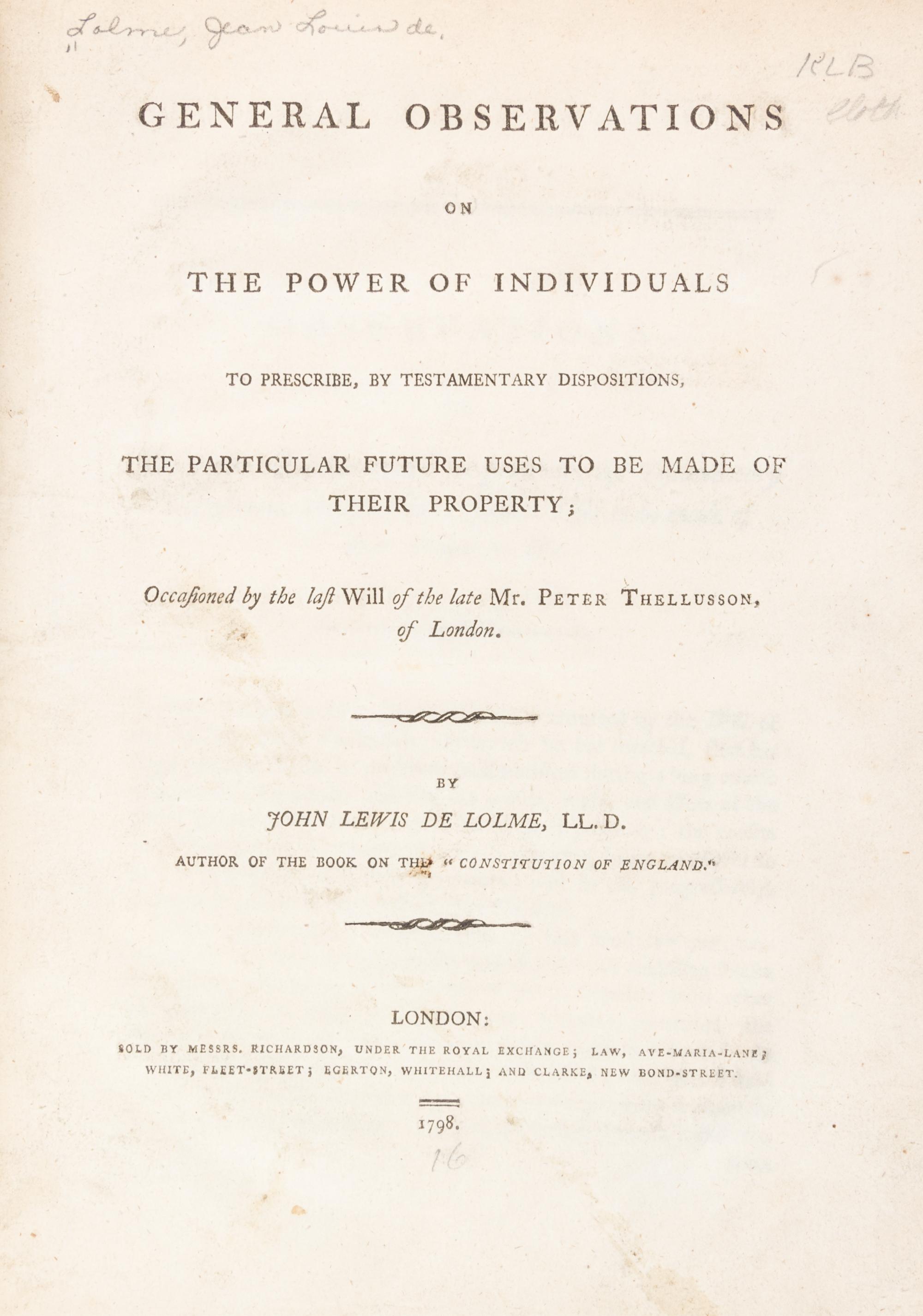 (LAW) A group of 12 eighteenth-century texts.
