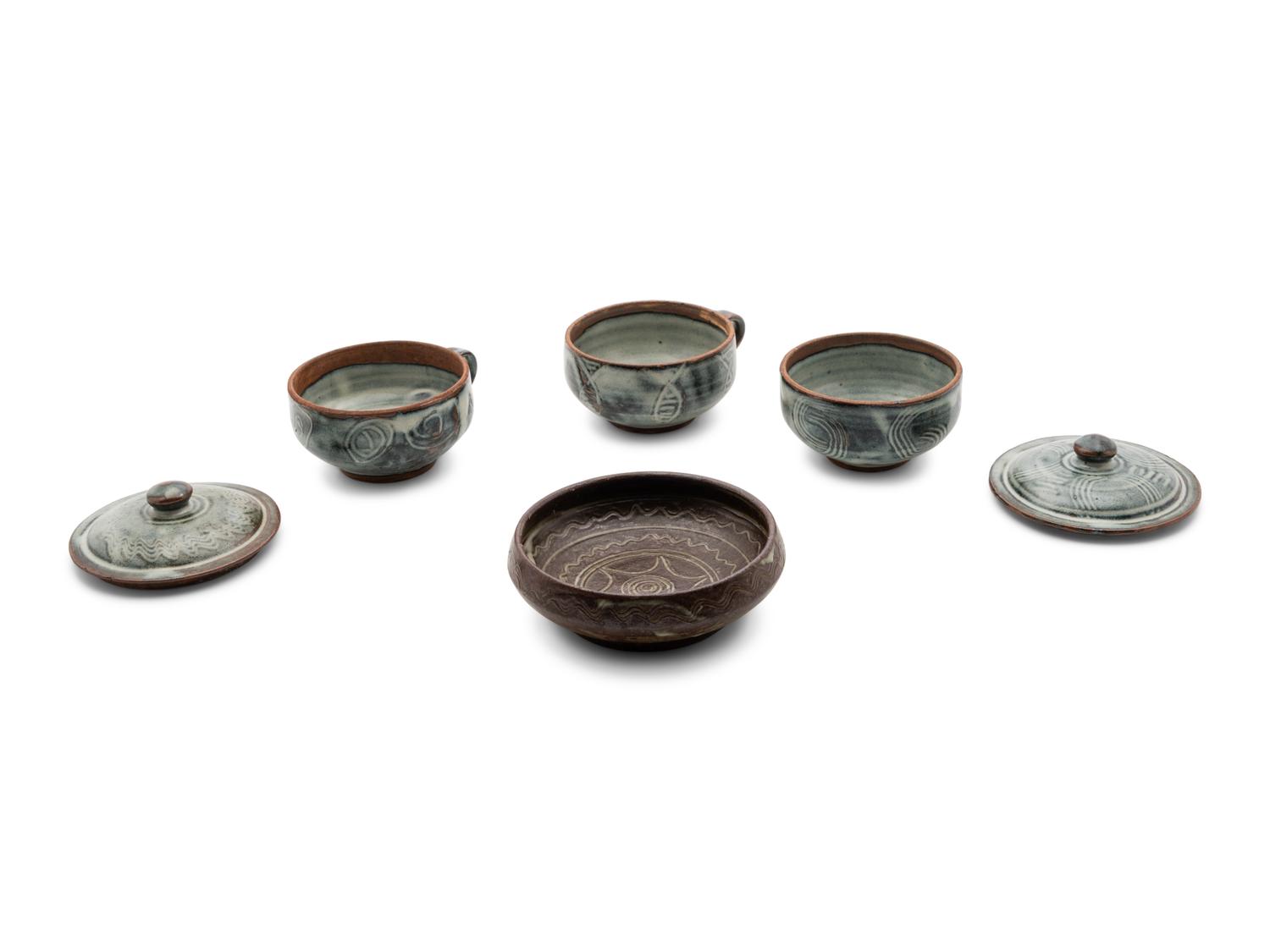 An Assembled Group of Four Vessels comprising three cups and one bowl
