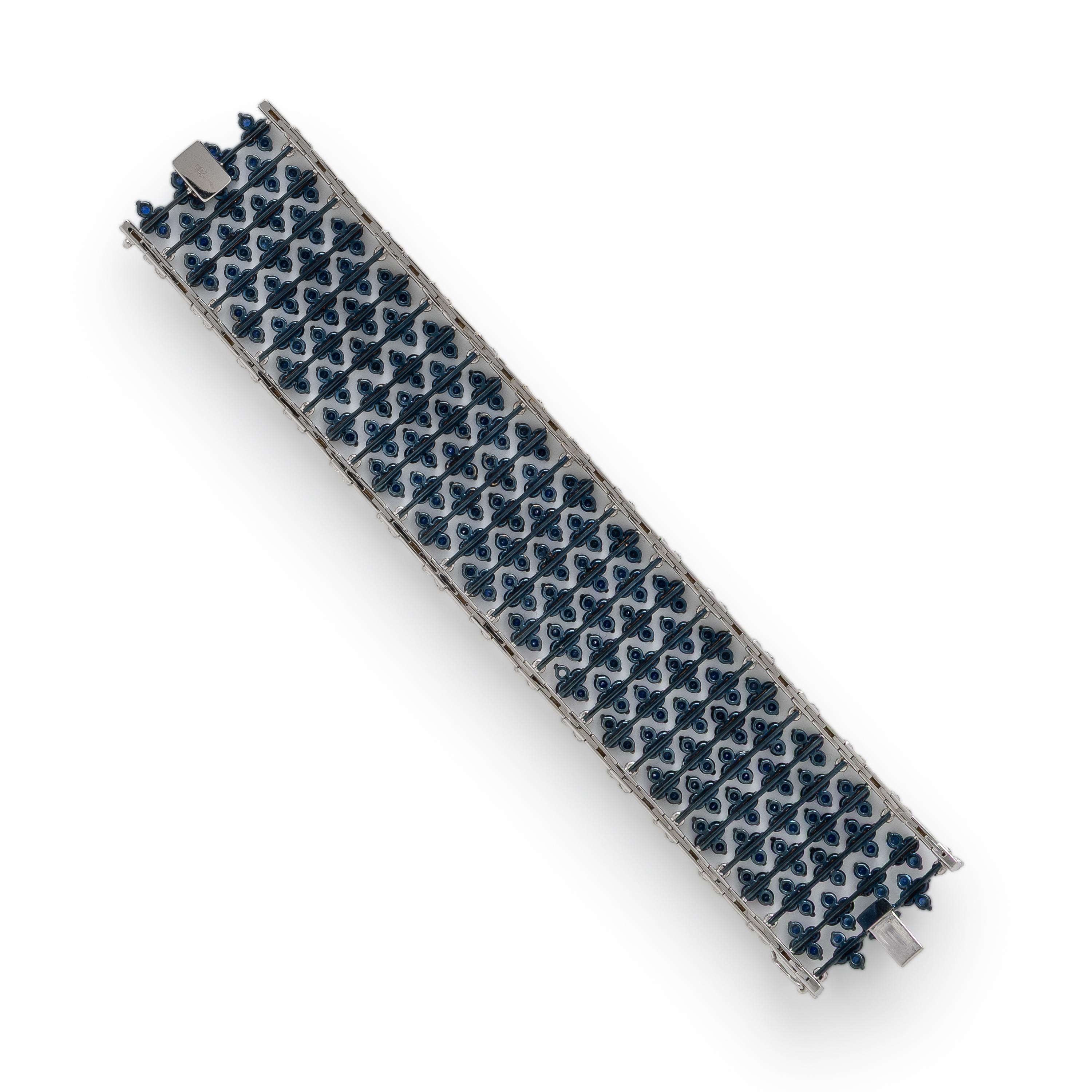Sapphire, Diamond, and Bicolor Gold Bracelet