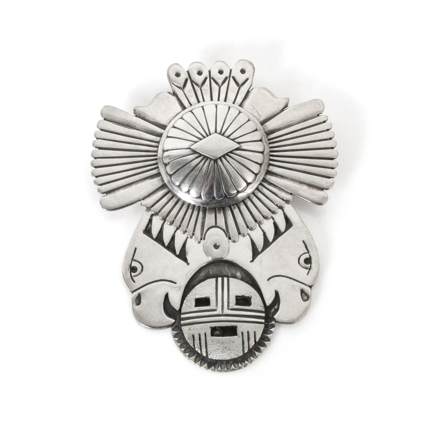 A Navajo Brooch, Eddy Chaco Height 3 x width 2 1/2 inches.