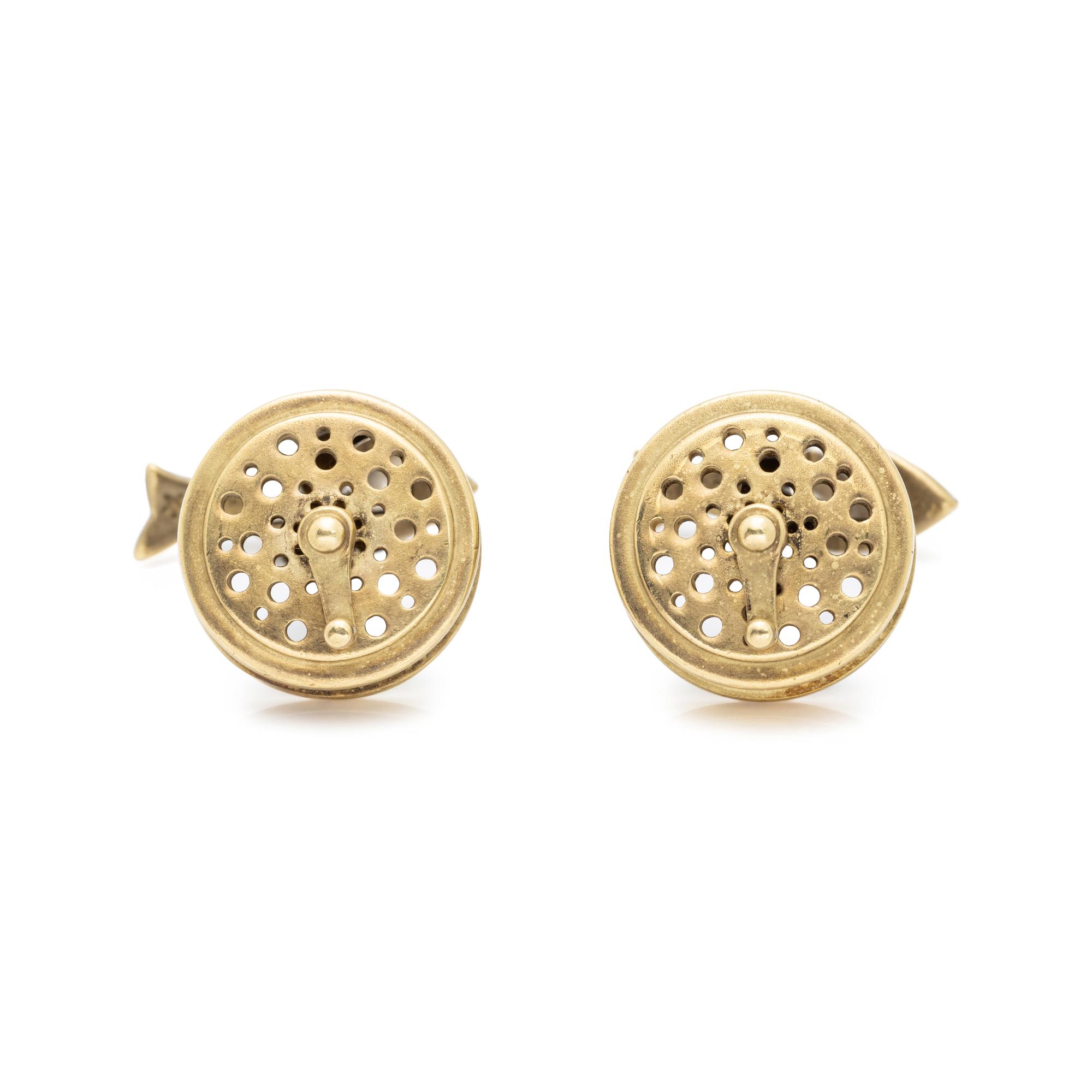 KIESELSTEIN-CORD, YELLOW GOLD FISHING CUFFLINKS