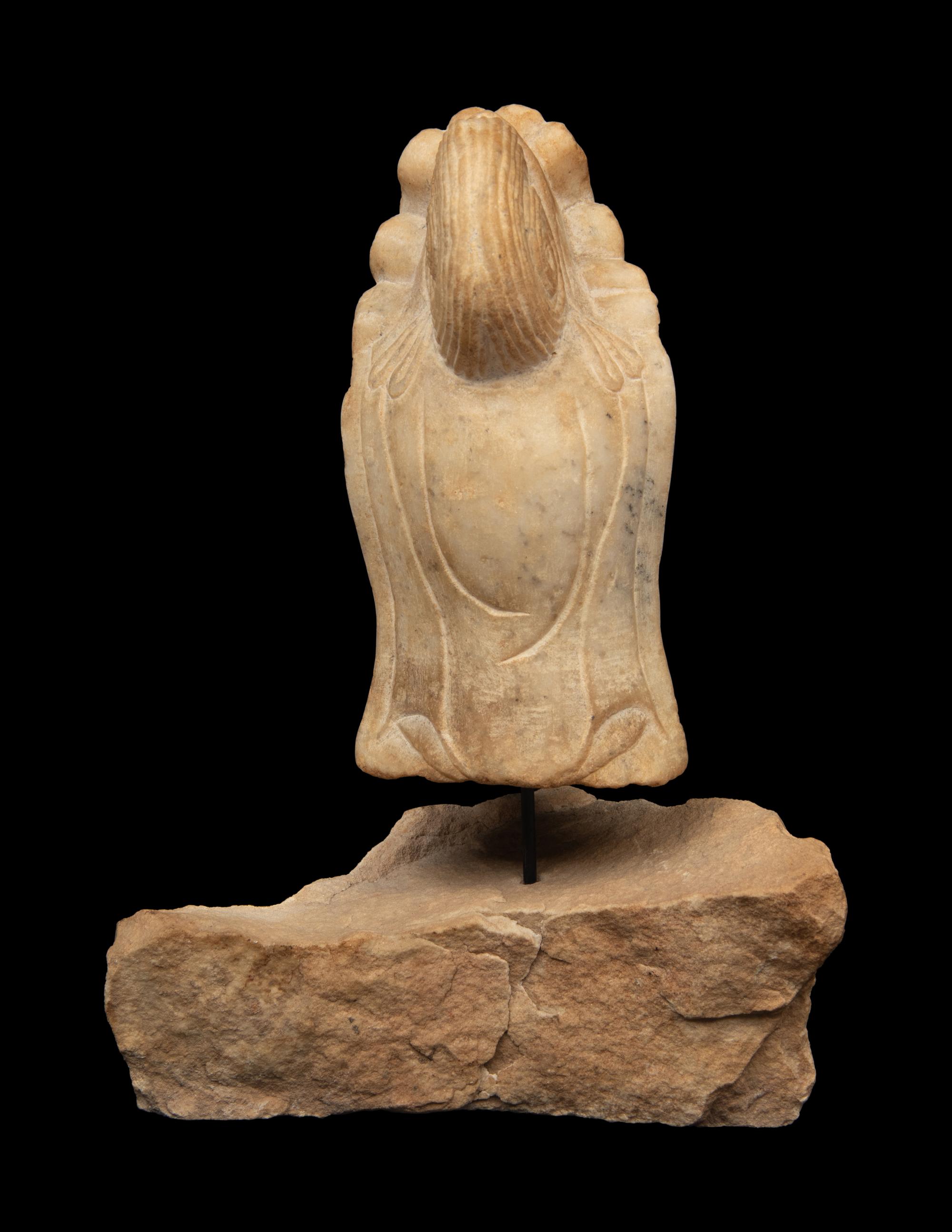 A Chinese Carved Stone Head of Guanyin