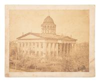 [LINCOLN, Abraham (1809-1865)]. Large format albumen photograph of the Old Capitol in Springfield draped in mourning.
