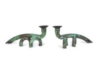 A Pair of Copper Craft Anteater Candlesticks by Jonathan G. Bonner (American, b. 1947)