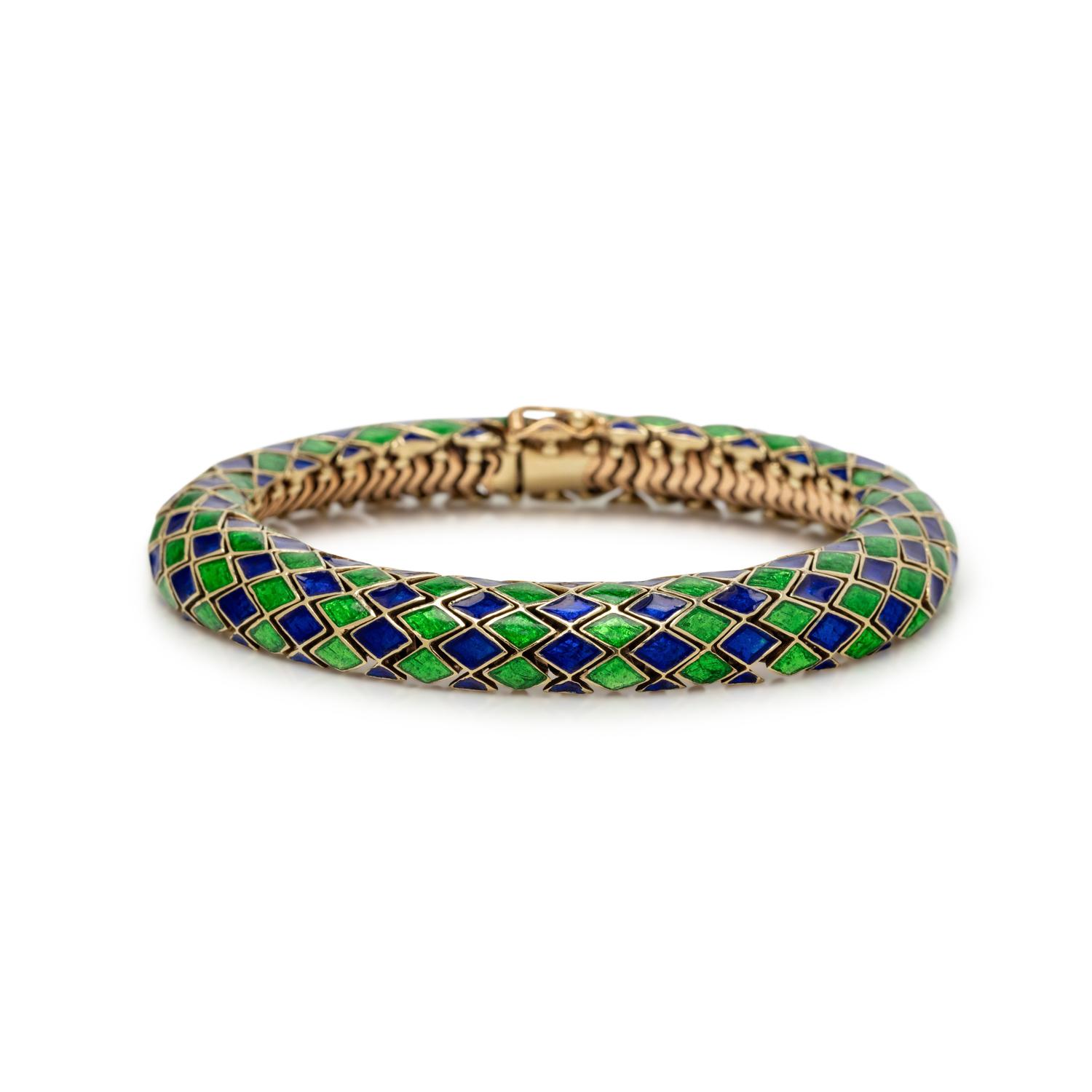 YELLOW GOLD AND ENAMEL BRACELET