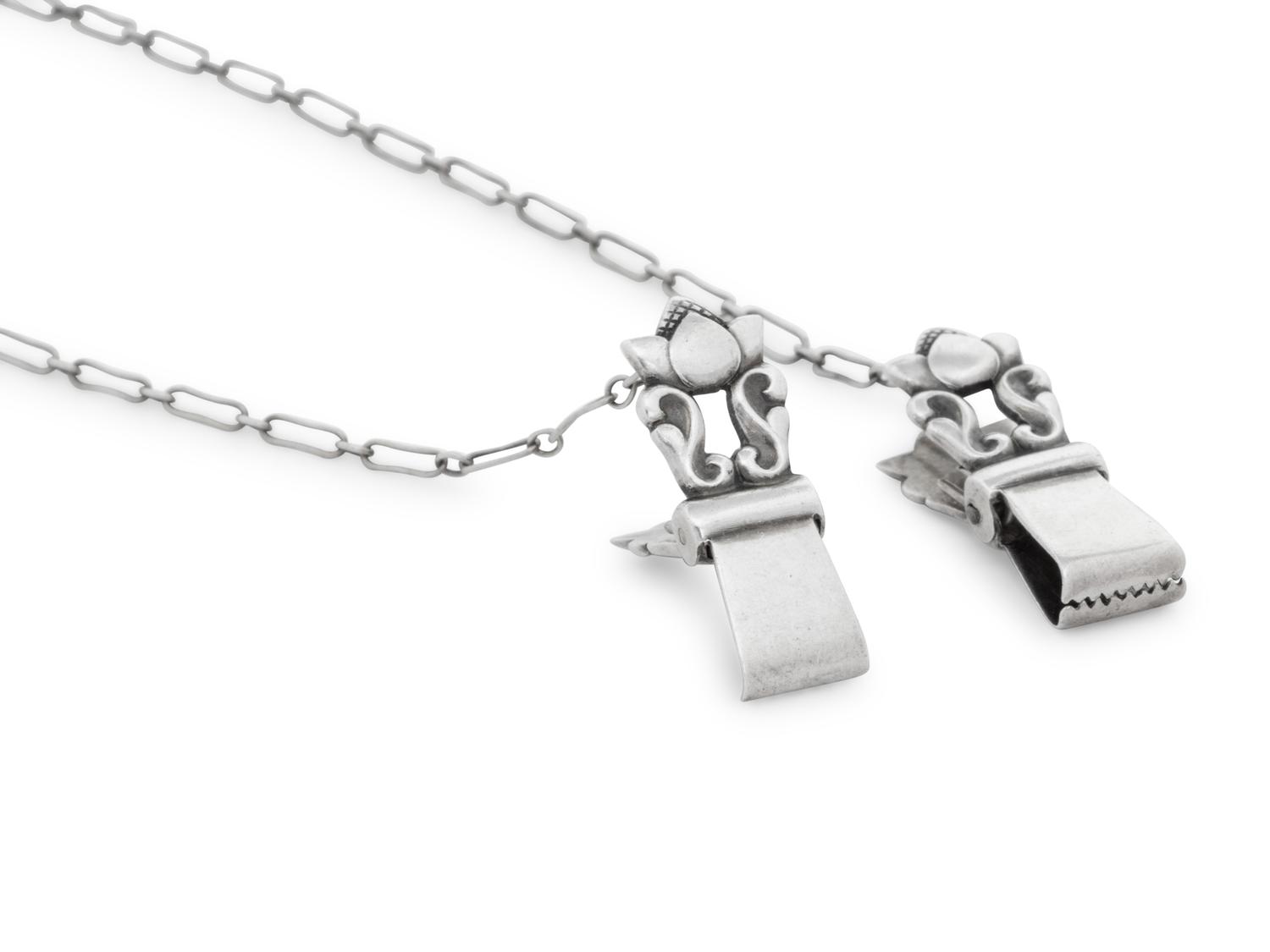 A Georg Jensen Silver Baby Bib Clip