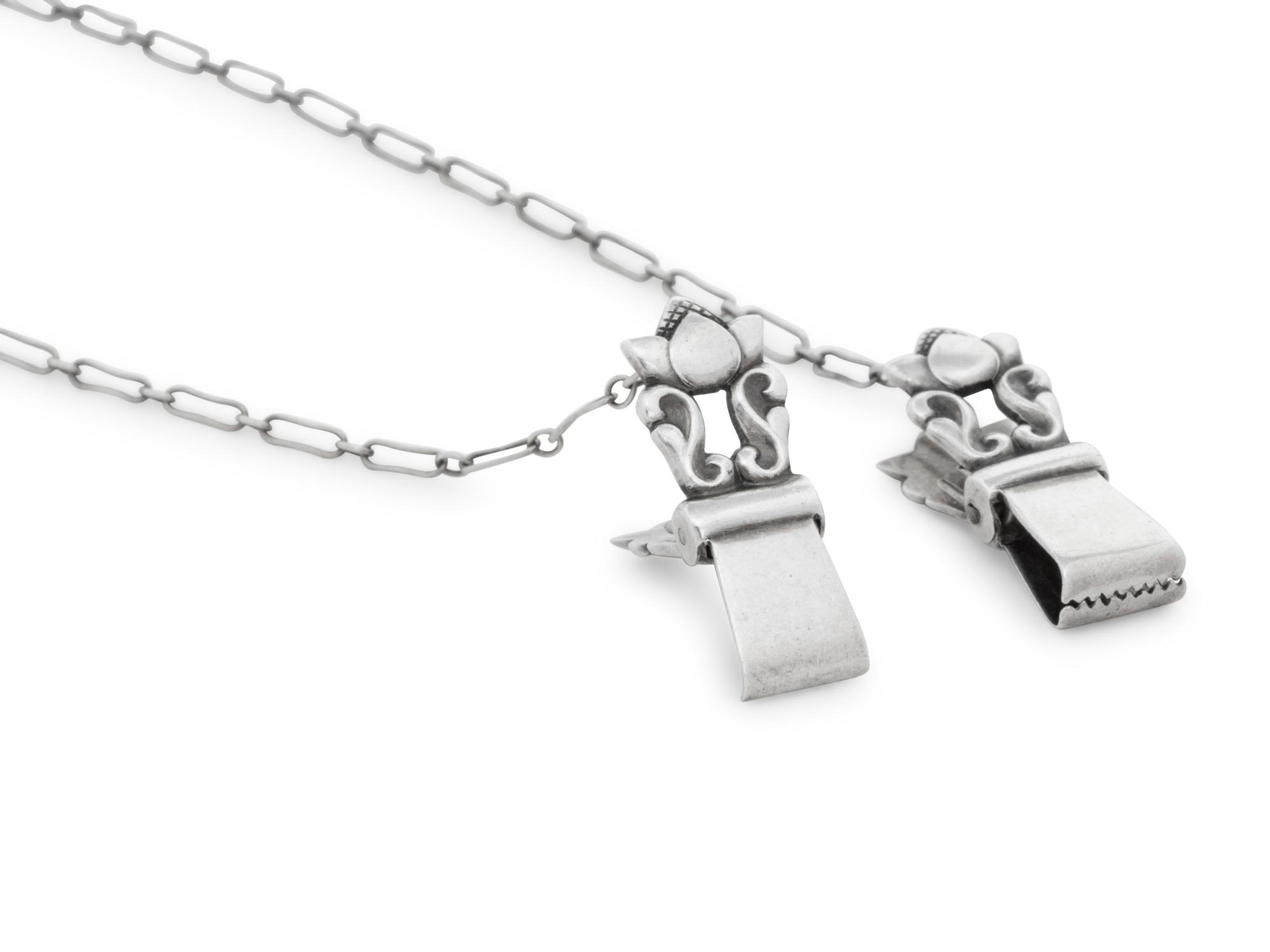 A Georg Jensen Silver Baby Bib Clip