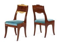 A Set of Four Russian Parcel Gilt Side Chairs