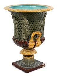 A Large French Majolica Campagna Urn
