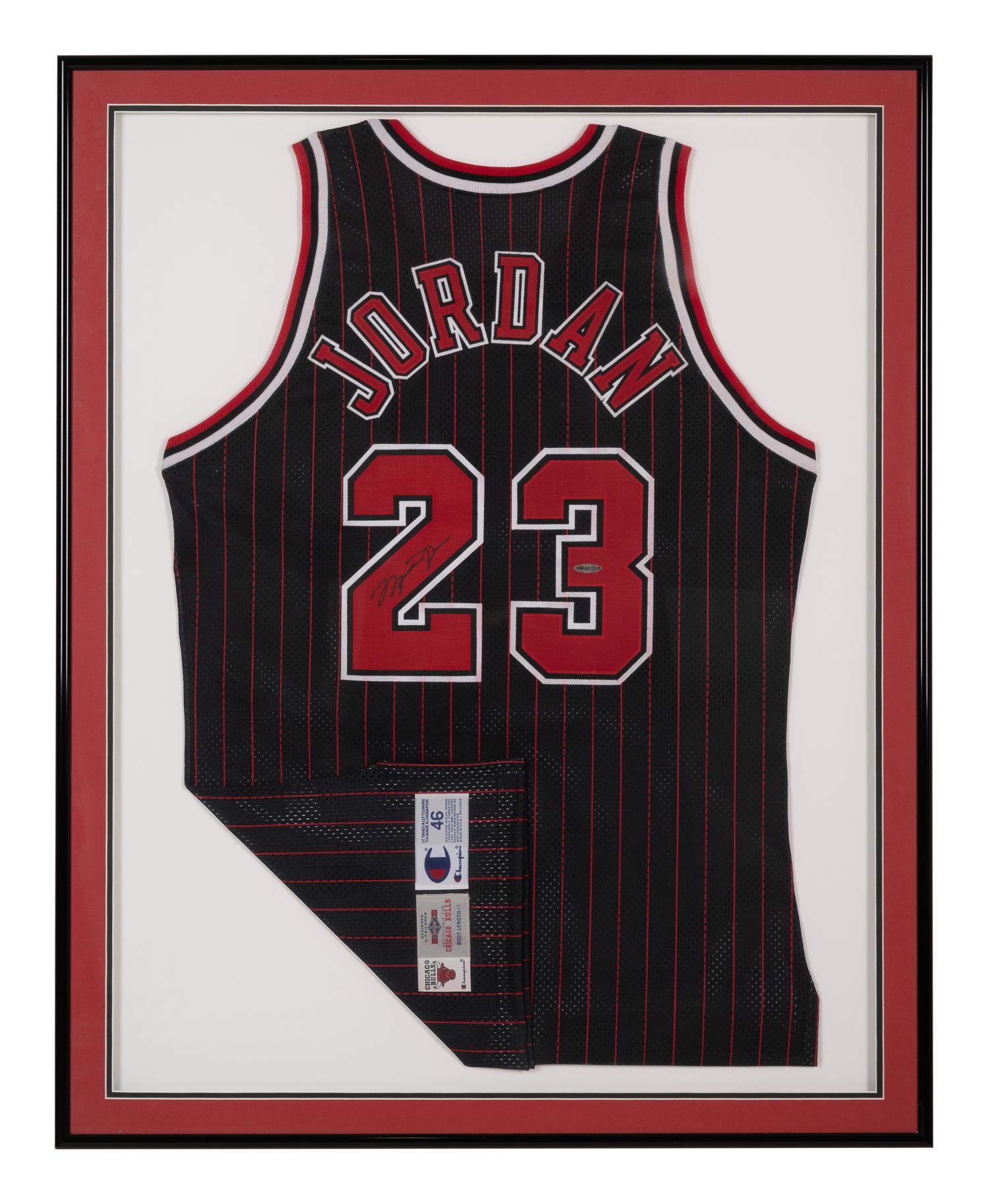 A Michael Jordan Signed Autograph 1996-97 Chicago Bulls Champion Pro Cut Basketball Jersey (Upper Deck Authenticated),