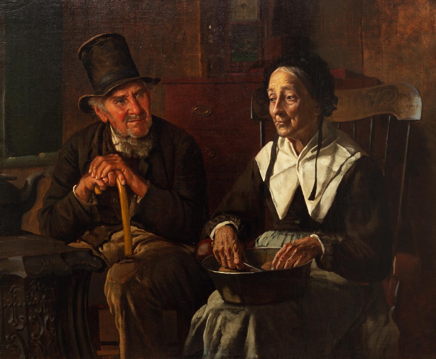 John George Brown, (American, 1831-1913), A Chat with the Widow