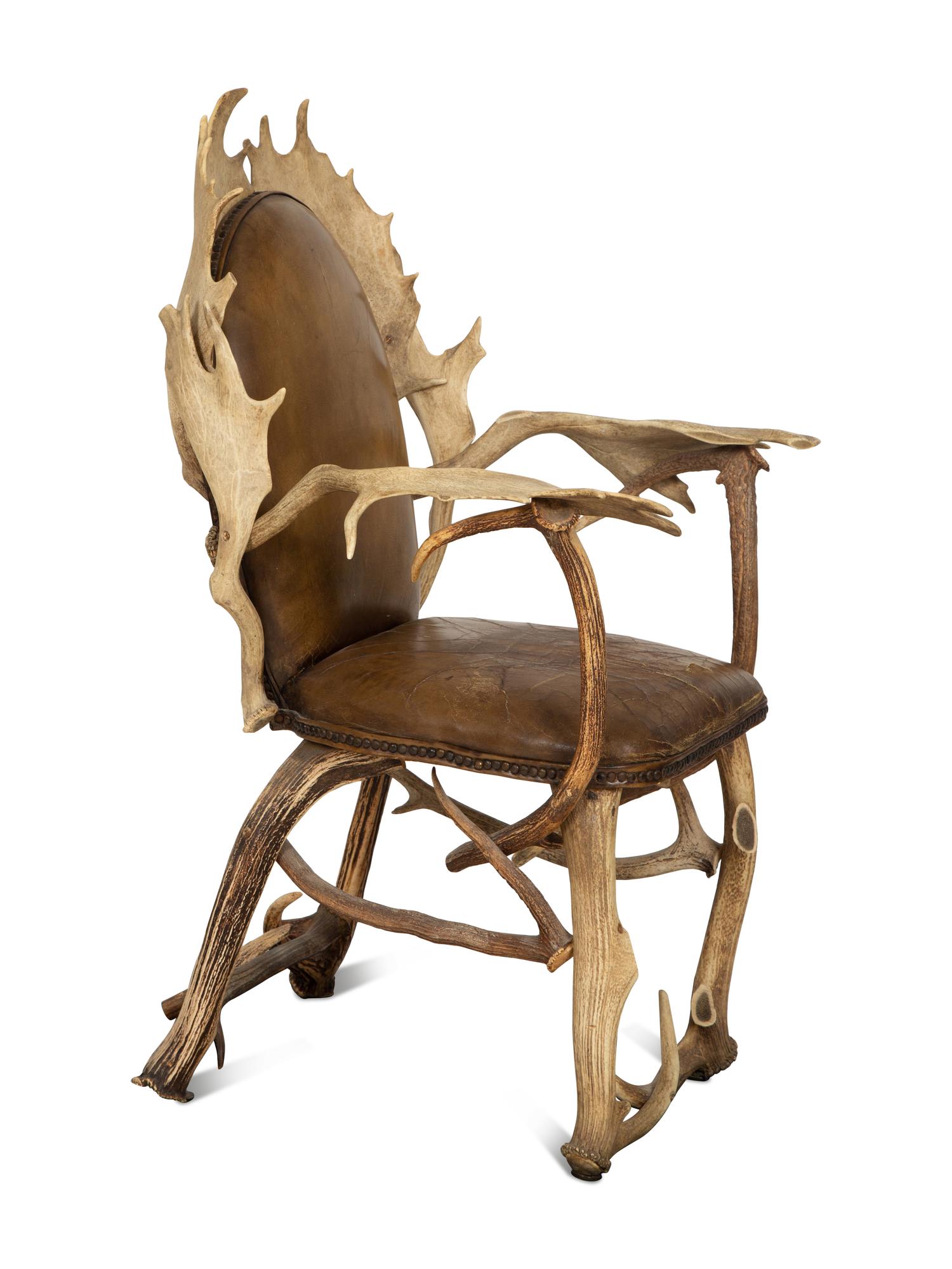 A Victorian Stag Horn Armchair