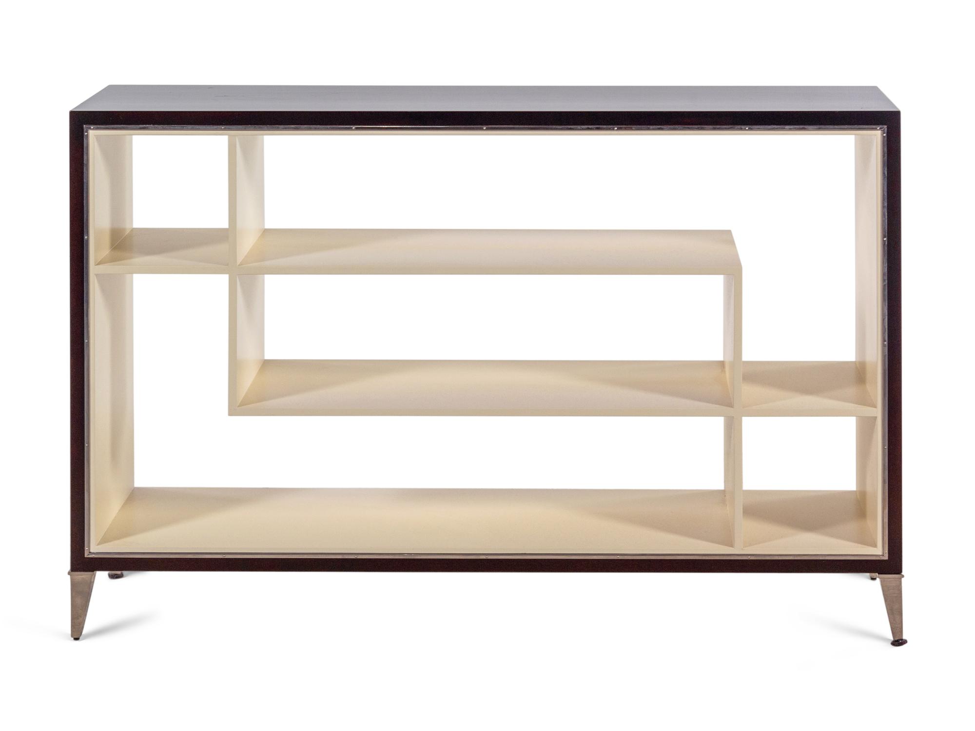 A Contemporary Lacquer-Finished and Chrome Mounted Bookcase