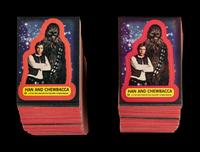 A Collection of 11 Red 1977 Topps Star Wars Series Two Complete Sets With Stickers (66 Cards, 11 Stickers Per Set)