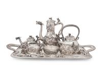 A Japanese Silver Seven-Piece Tea and Coffee Service